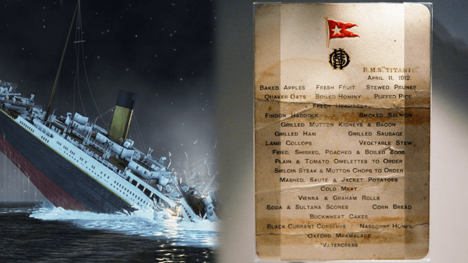 Menú del Titanic a subasta: Lo último que cenaron los pasajeros más adinerados antes del naufragio