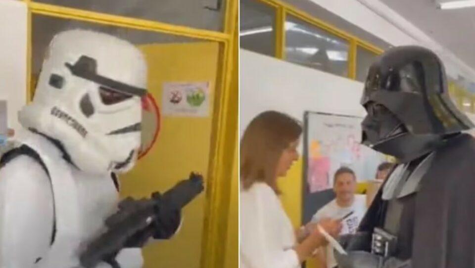 Un hombre se disfrazó de Darth Vader para votar en el balotaje