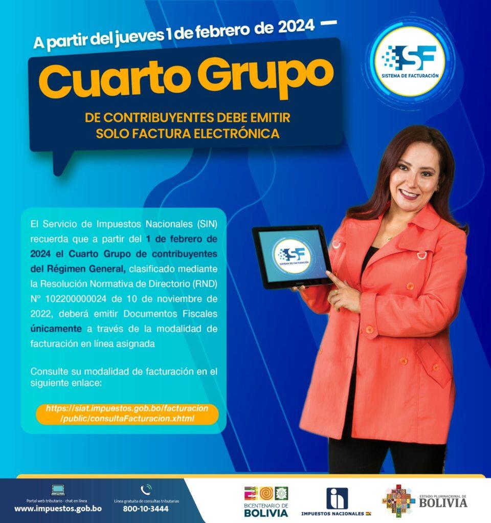 El Cuarto Grupo de contribuyentes del Régimen General deberá realizar la facturación en línea