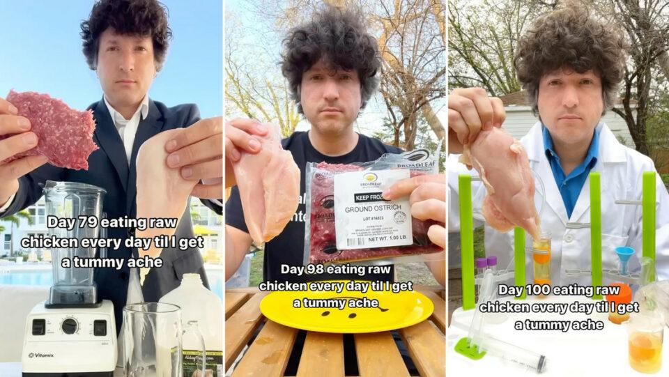 "Ningún problema": se propuso comer pollo crudo durante 100 días y lo cumplió