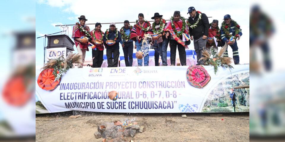 En Sucre entregan red eléctrica, dos obras de pavimentado y un enlosetado por más de Bs 11,7 millones