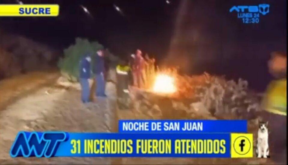 Atienden 31 incendios durante las festividades de San Juan en Sucre