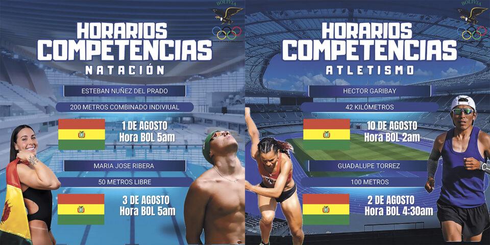 Días y horas en los que competirán los atletas bolivianos en los Juegos Olímpicos