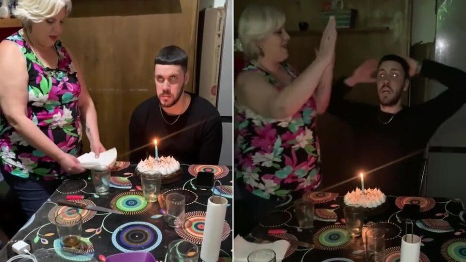 Estaba por soplar las velitas en su cumpleaños, justo Racing metió un gol y su reacción se volvió viral
