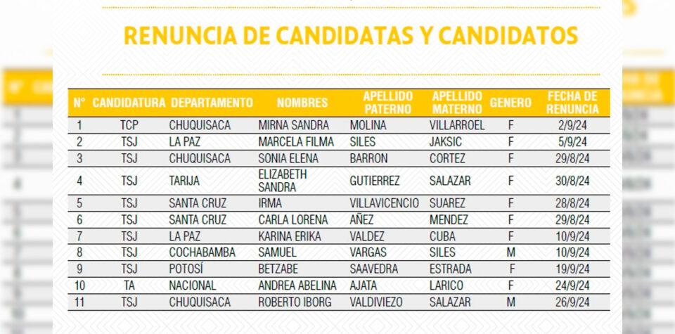 Renuncian 11 candidatos a las elecciones judiciales