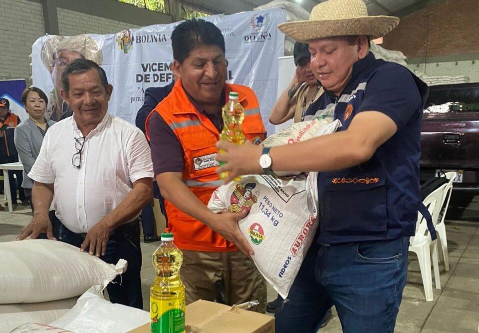 Entrega de 154 toneladas de alimentos a municipios cruceños afectados por incendios