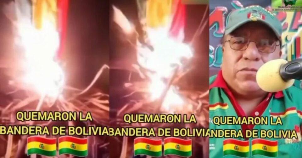 Peruanos queman la bandera de Bolivia en transmisión en vivo