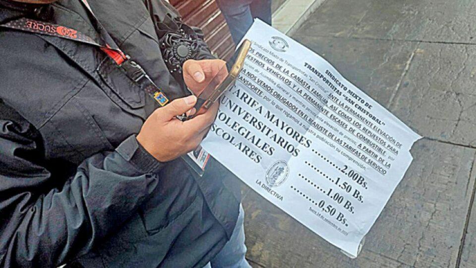 Transportistas de Sucre analizan incrementar pasaje a Bs 2,50 para mayores