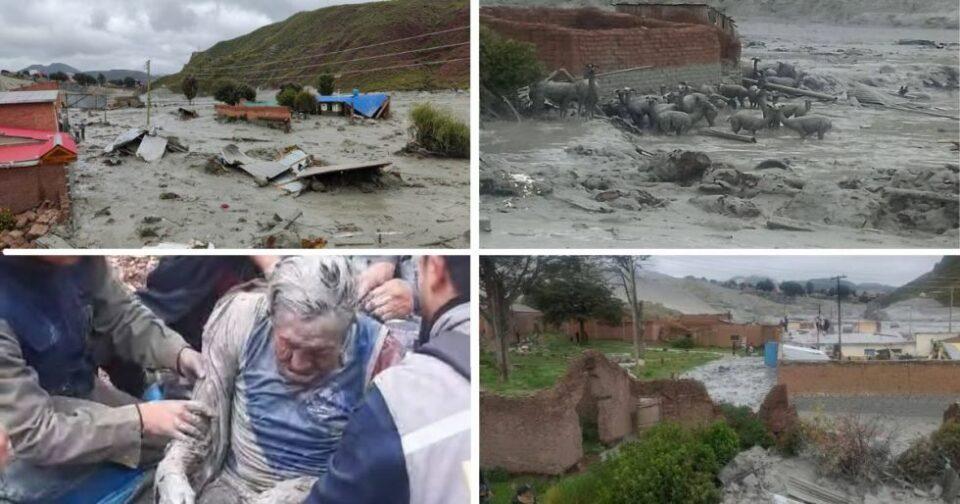 Mazamorra en Llallagua cubre a personas, animales y viviendas