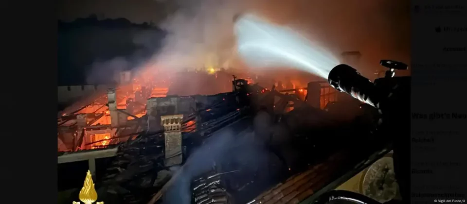 Un incendio destruye un histórico monasterio en Italia