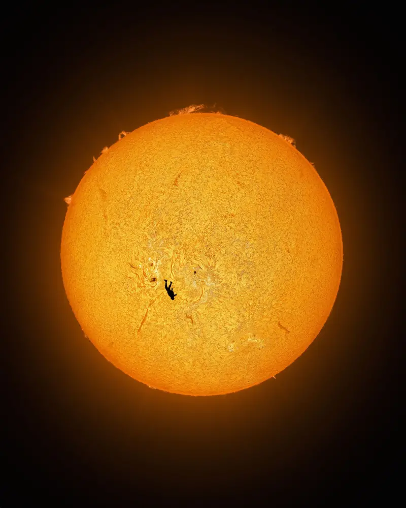 Vertiginosa y espectacular: así luce un hombre cayendo frente al Sol
