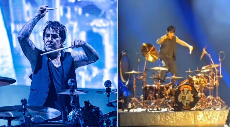 Alex González, baterista de Maná, sufre aparatosa caída en concierto
