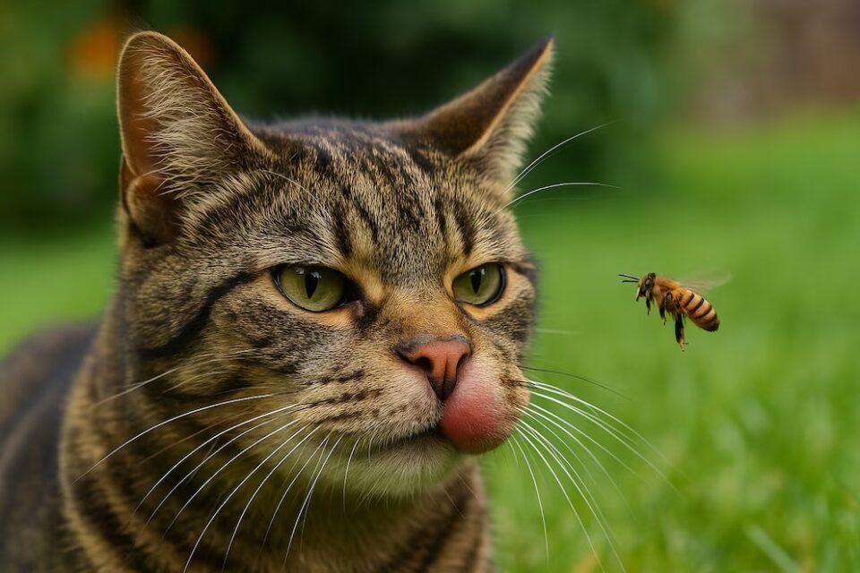 “No fue suficiente”: la reacción de una gata tras la picadura de una abeja