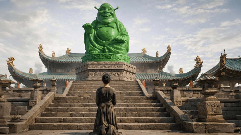 ¡Lo confundió con Buda! Cuatro años después, una mujer se dio cuenta de que veneró a Shrek