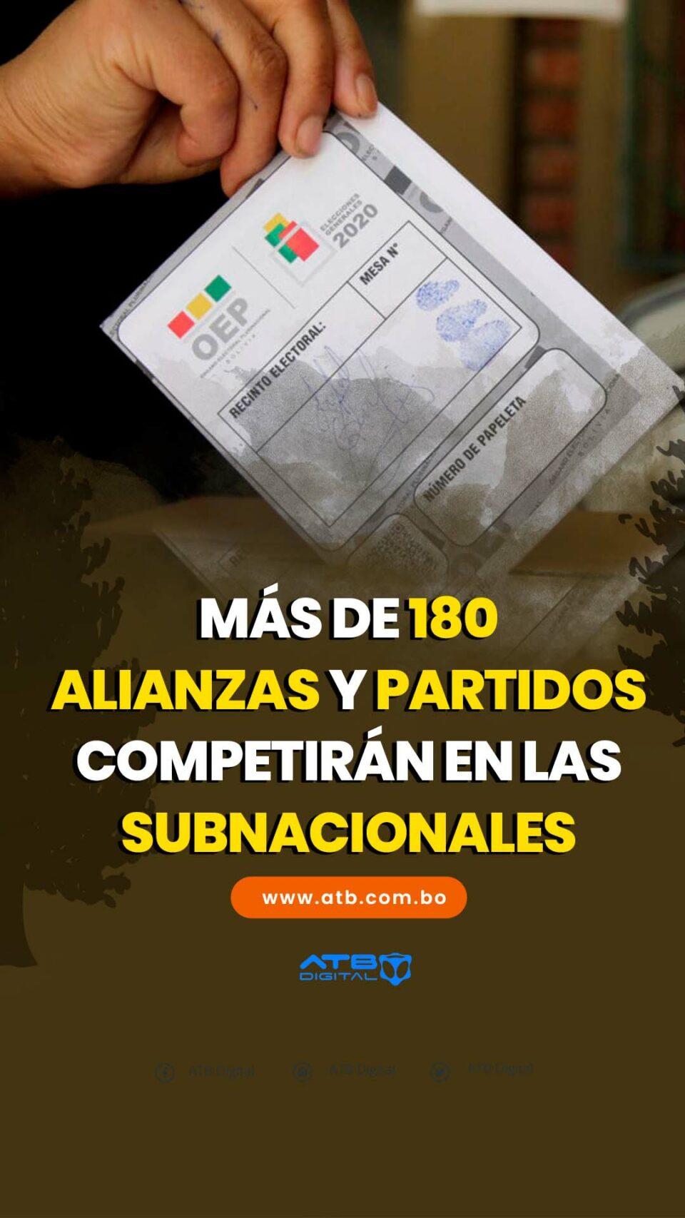 Más de 180 alianzas y partidos competirán en las subnacionales