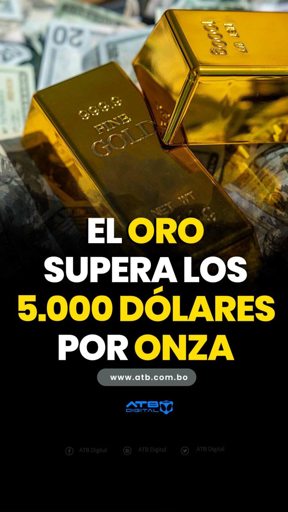 El oro supera los 5.000 dólares por onza
