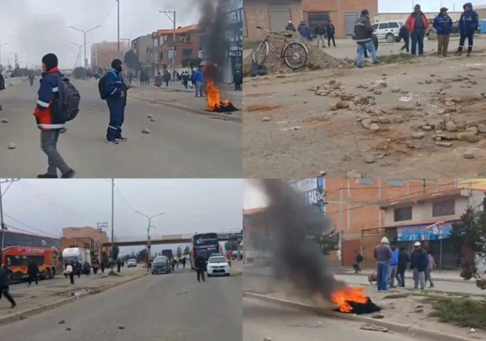 Instalan bloqueos en altura la planta de Senkata en El Alto