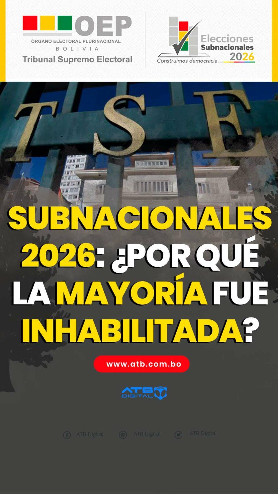 Subnacionales 2026: ¿Por qué la mayoría fue inhabilitada?