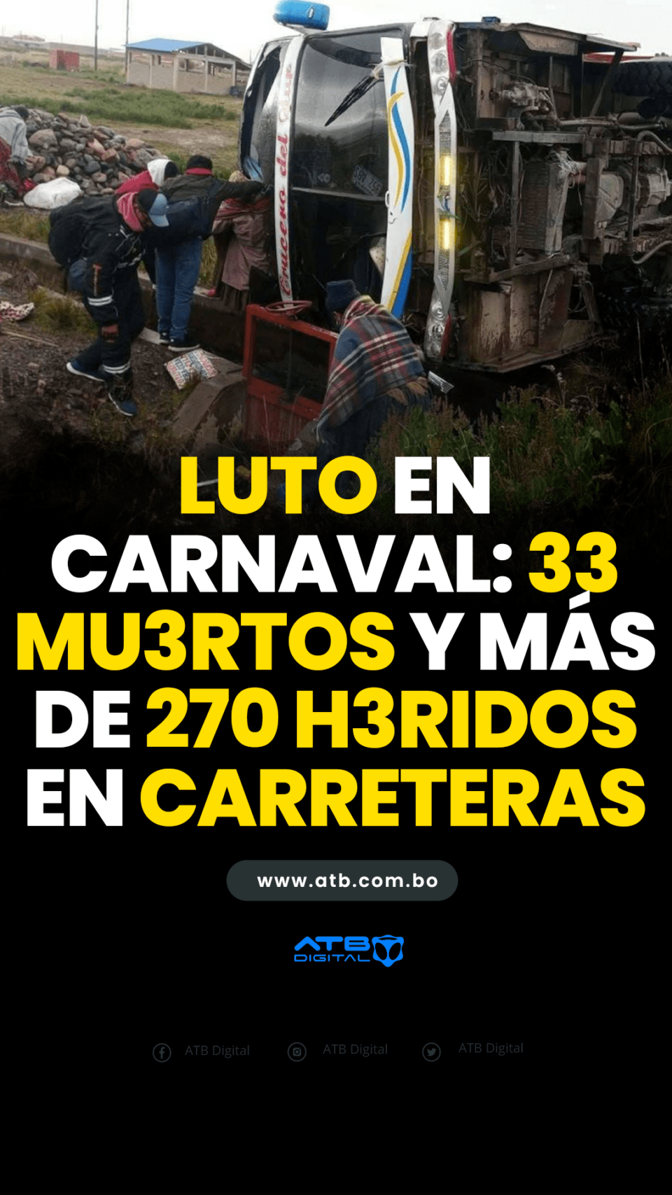 Luto en Carnaval: 33 muertos y más de 270 heridos en carreteras