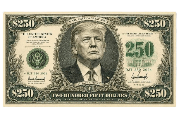 ¡Trump podría aparecer en un billete de 250 dólares!