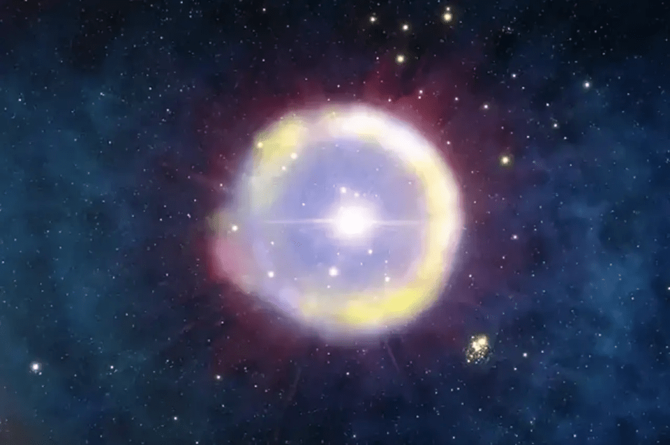 Recreación de un campo de estrellas primitivas con una supernova.