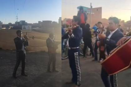 Mariachis cantan para pasar puntos de bloqueo
